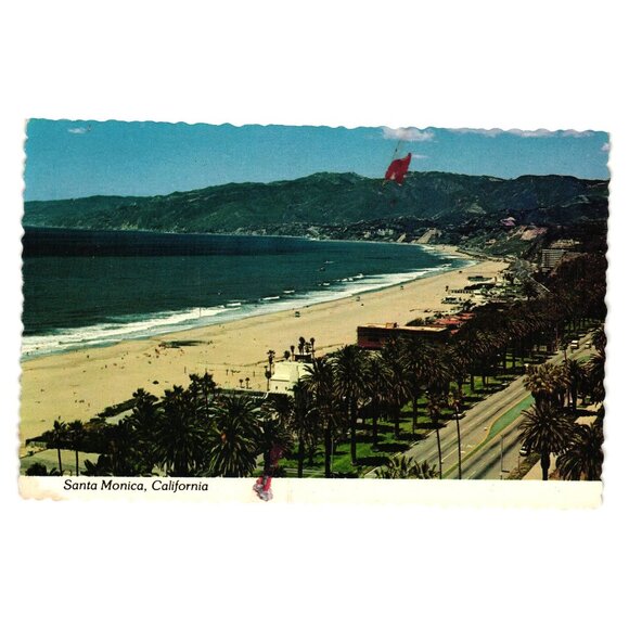 Vintage Santa Monica CA Postcard Beach Ocean Vacation Tourism Strip Hotel FLAW - Picture 1 of 2